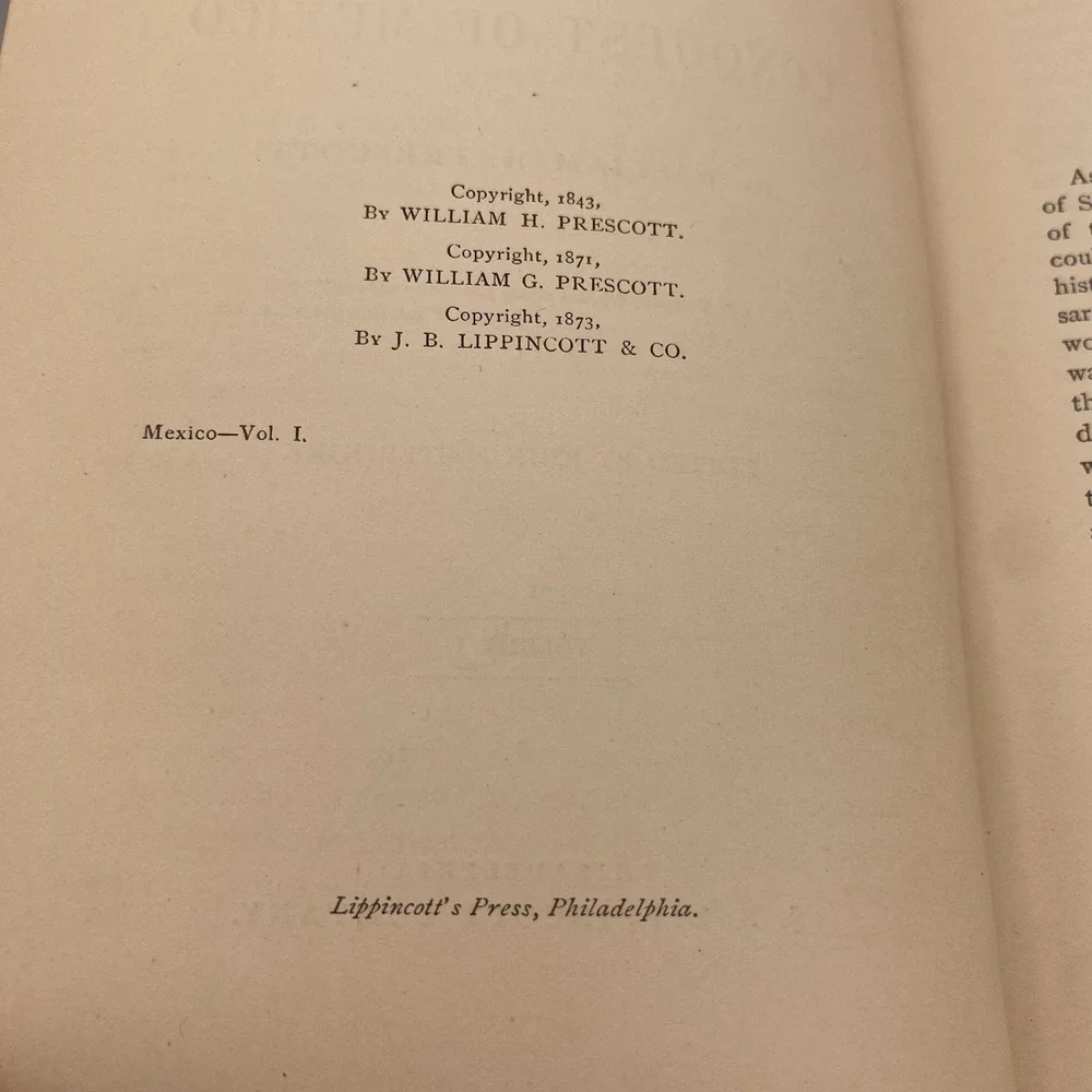 1873 History Of The Conquest Of Mexico William H.‎ Prescott Vol. 1-3 Illustrated